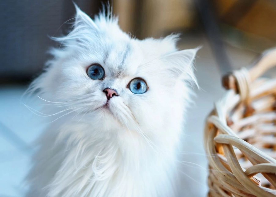 white cat with blue eyes